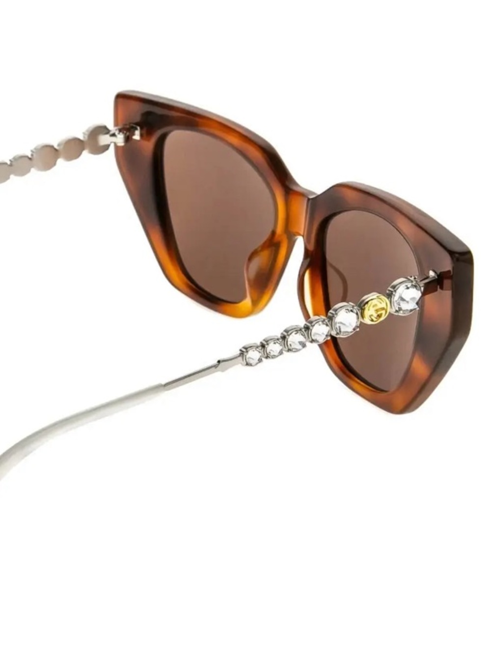 GUCCI GG0641S STAR 0641 Silver Brown Stud Sunglasses 003/ w Swarovski Crystals! - Picture 8 of 12
